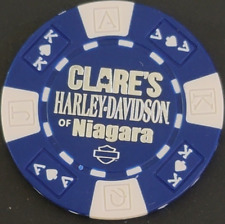 CLARE'S HD OF NIAGARA ~ CANADA (Blue AKQJ) International Harley Poker Chip picture