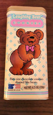 Vintage, 1990 Laughing Bear Cookie Tin, Tall Square Parco Foods Inc. picture