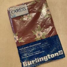 VTG Burlington NEW CARESS No Iron COMBED COTTON KING SIZE Pillowcases Floral NIP picture