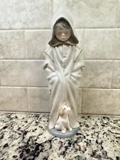 Lladro  NAO 1982 figurine boy in hooded robe with puppy 10” tall picture