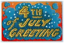 c1910's Fourth Of July Greetings Large Letter Embossed Unposted Antique Postcard picture