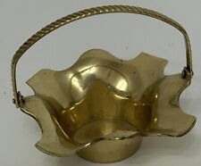 VINTAGE~~HEAVY  SOLID  BRASS  BASKET WITH SWIVEL HANDLE~ picture