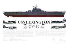 3 Famous Carriers and Aircraft, Lexington, Sara, Kennedy, Navy Art, E. Boyette picture