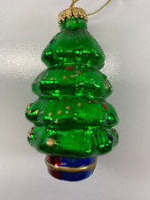 Vintage 3.25 in Glass Painted Christmas Tree Ornament picture