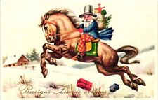 Vintage LATVIAN Christmas Post Card with UNCLE SAM SANTA CLAUS*ca 1970s/80s? (M) picture