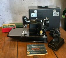 Vintage 1957 Singer 221 Featherweight Sewing Machine, Case, Accessories-Tested picture