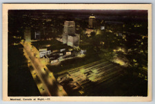 c1930s Montreal Canada Night View Bird's Eye Vintage Postcard picture