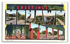 Postcard Greetings from Mohawk Trail, Mass large letter linen T57 picture