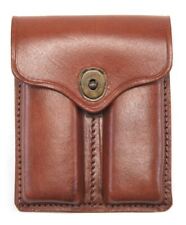 BROWN PREMIUM DRUM DYED LEATHER .45 DOUBLE MAGAZINE POUCH picture