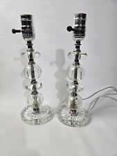 PAIR VINTAGE MID CENTURY GLASS BOUDIOR LAMPS - NEWLY REWIRED picture