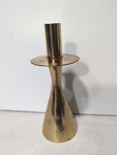 Mid-Century Atomic Brass Sculpted Candlestick Holder, 9 x 3 x 3 -  picture