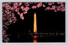 Washington DC, Washington Monument at Night, Antique Vintage Souvenir Postcard picture