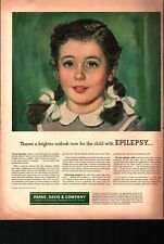 Vintage 1954 Original Magazine Ad PHARMA Parke Davis & Co Child With Epilepsy b3 picture