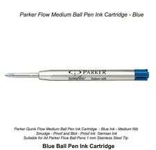 6 x Parker Quink Flow Ball Point Pen Refill Blue Medium (1mm) New  picture