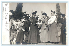 1905 Hartford CT American Flag Dressed Woman Children Public Scene RPPC picture