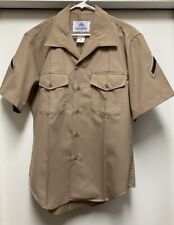 Official USMC Service Charlie Chucks Short Sleeve Khaki Shirt SIZE 16 w/PFC Rank picture