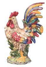 Colorful Majolica Porcelain Country French Decorative Proud Rooster 15.75'' picture