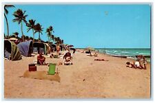 c1960's Surf Sun And Sand Tents Scene Palm Beach Florida FL Unposted Postcard picture