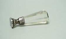 19c. French Silver Head Wax Seal Stamp Faceted Cut Rock Crystal Stone w Monogram picture