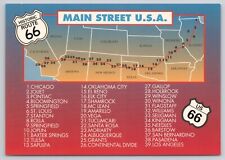 Route 66 Main Street USA Cities and Towns Along Entire Highway Road Map Postcard picture