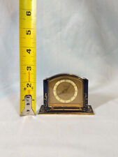 Vintage 1940s Miniature Emes 7 Jewels Blue Enamel German Wind Up Alarm Clock picture