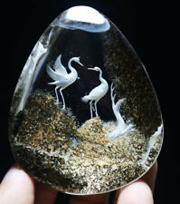 248.7g CARVING BIRD   NATURAL CLEAR INNER SCENE QUARTZ CRYSTAL PENDANT HEALING picture