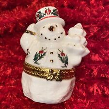 Formalities by Baum Bros SNOWMAN holding Christmas Tree Figurine/Trinket Box  picture
