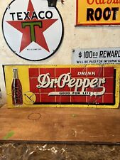 ORIGINAL & AUTHENIC ' DRINK DR. PEPPER' PAINTED METAL DEALER SIGN 11.5X29 INCH picture
