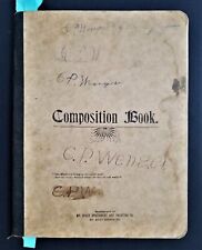 1891 antique COMPOSITION PENMANSHIP SCHOOL BOOK w earl pa Clayton P. WENGER picture