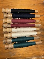 8 Vintage Wooden Spools Textile Mill Thread Bobbins Spindles Lot 8 picture