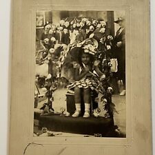 Antique Cabinet Card Photograph Adorable Little Girl Pageant Flower Chair picture