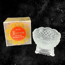 Vintage Fostoria Avon Salt Cellar Footed Dish Diamond Pattern Clear Crystal Box picture
