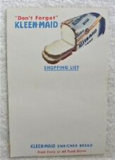 Vintage Kleen-Maid Bread, At All Food Stores, Shopping List Sheets picture