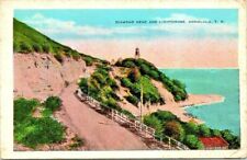 Vintage Honolulu Hawaii Diamond Head and Lighthouse Postcard Posted 1937 picture