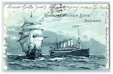 1905 Norddeutscher Lloyd Bremen Steamer Ship Posted Antique Postcard picture