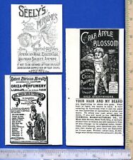 THREE original antique (1889 & 1893) partial page perfume magazine print ads picture