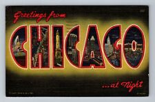 Chicago IL-Illinois, Large Letter General Greetings, c1952 Vintage Postcard picture