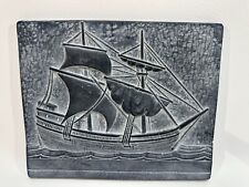 Unique Hand-crafted ceramic wall tile of 17th Century ship on hydro stone picture