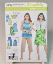 Simplicity Misses Dress Tunic Pants Shorts Jacket 3799 Sz XXS-M Easy to Sew New picture