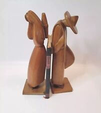 Vtg Carved Wood Man & Woman Art Deco Style Figurines Set Of 2 Mexico 9.5