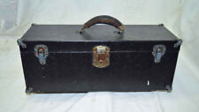 Vintage DUNLAP Tool Tackle Box Leather Handle Removable Tray Circa 1930s WW2 Era picture