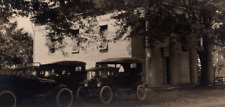 c1918 RPPC Classic Cars Outside Church w/ Pillars 'Kill Hogs' ANTIQUE Postcard picture