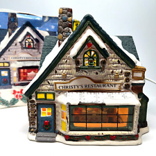 Christy's Restaurant Christmas Village House w/3D Window Display, w/box & light picture