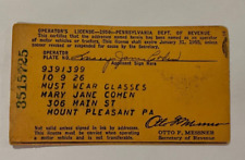 Vintage 1954 Pennsylvania Operator's Driver's License Permit picture