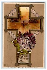 1907 Nail Easter Morn Big Cross Pansies Flowers Montreal Canada Tuck's Postcard picture