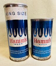 2 Vintage 1960’s Hamms Straight Steel Pull Tab Beer Cans 16oz & 12oz (EMPTY) picture