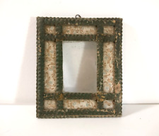 Antique Tramp Art Photo Frame Glassed picture