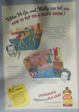 Johnson's Floor Wax Polish Ad: It's Fibber McGee and Molly 1945 11 x 15 inch picture