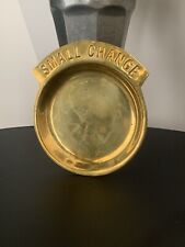 Vintage Small Change Tray Brass Metal Tray Round Coin Pocket Change Tray picture