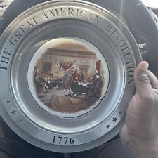 THE GREAT AMERICAN REVOLUTION 1776 CANTON OH PEWTER PLATE  SPIRIT OF '76 CRACKED picture
